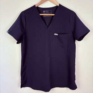 FIGS Women Navy Catarina V-Neck One-Pocket Technical Scrub Top
